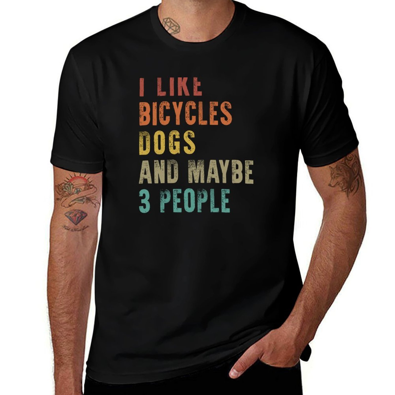 Cycling Quote - 私は自転車と犬が好き、面白いサイクリング、サイクリストの引用Tシャツ、TシャツデザイナーTシャツ