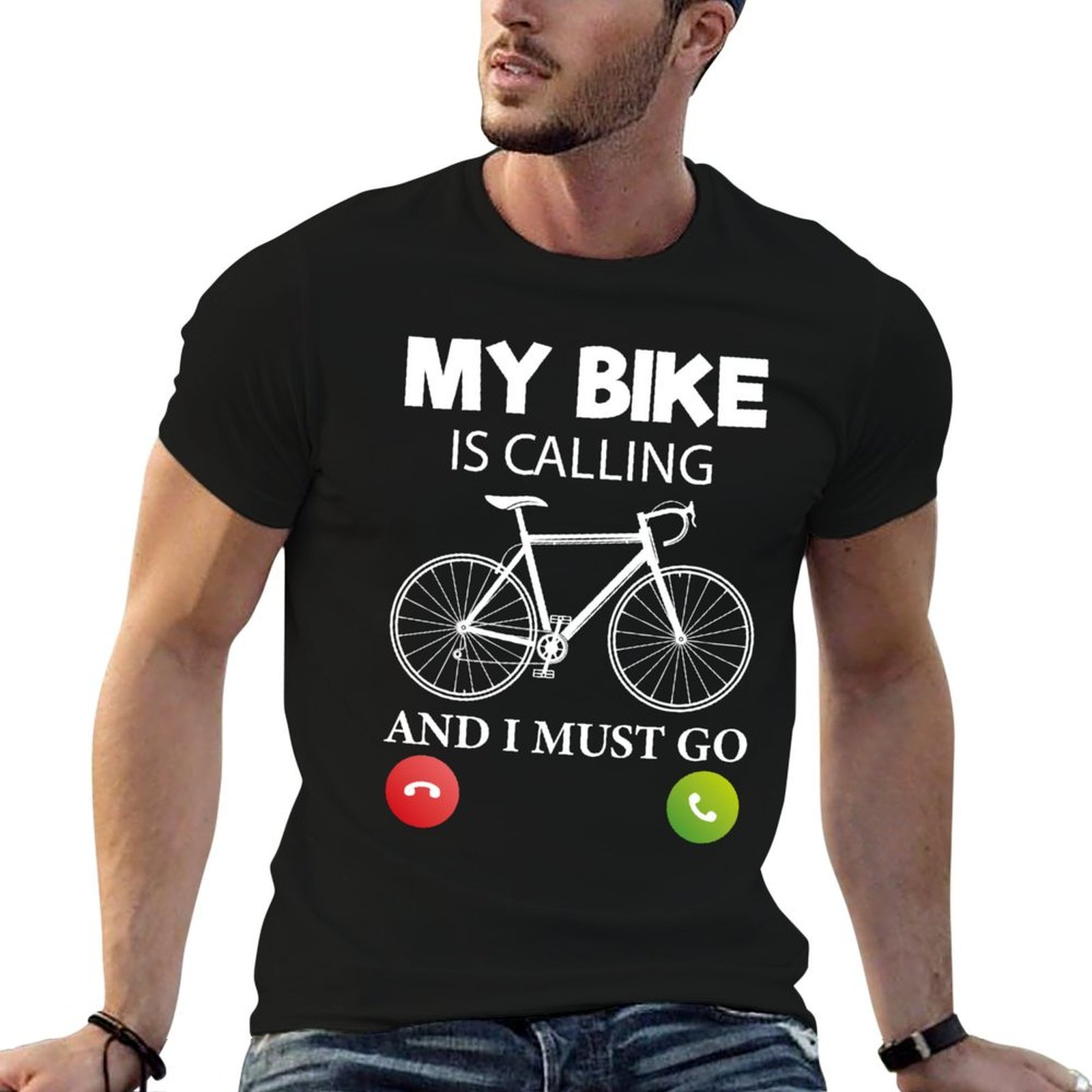 Cycling Quote - 私の自転車が呼んでいます、行かなければなりません。クールで面白いサイクリングの名言ギフトデザインTシャツ軽量プリントTシャツ