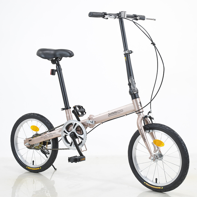 Cycling Commute Speed - Sanhema 16 インチ折りたたみ自転車シングルスピードディスクブレーキポータブルバイク大人学生向け毎日の通勤アウトドアシティサイクリング