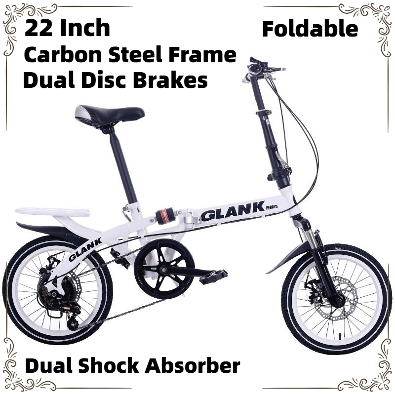 Cycling Commute Speed - 22 インチ折りたたみ式ミニ通勤自転車可変速ディスクブレーキショックアブソーバー付きポータブルサイクル学校の日常旅行用