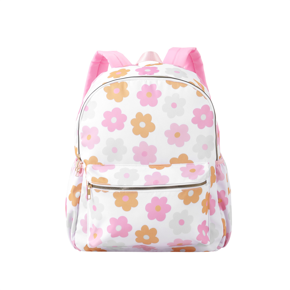 Saddle Bag Under Seat - 子供用の花柄ナイロンバックパック、チェッカーチェックの笑顔、学校に戻る、大容量、10代の若者向けの軽量ブックバッグ