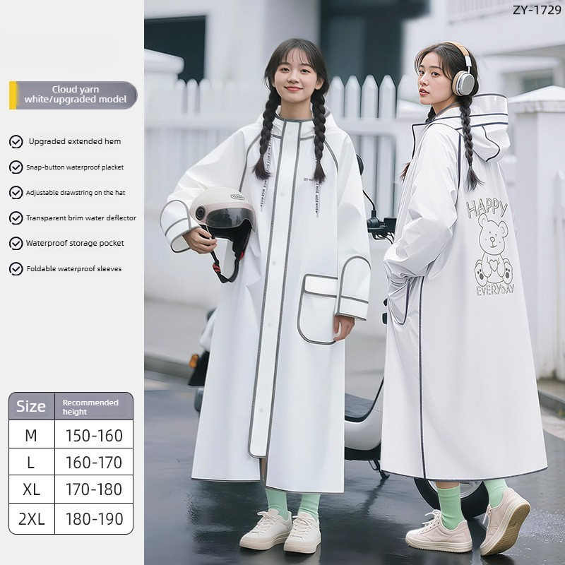 全身EVA防水レインポンチョ、長袖バイク・サイクリング用レイ - Cycling Commute In Rain のレビューと価格