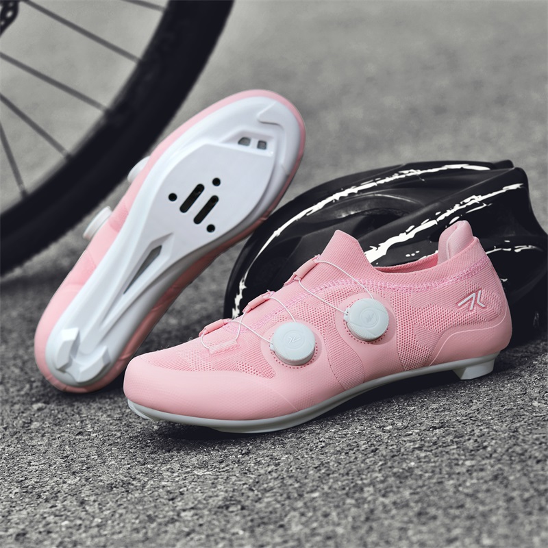 ロードサイクリングシューズ男性女性ピンク通気性セルフロックク - Cycling Commuter Shoes のレビューと価格